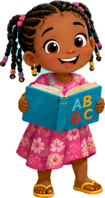 Laila, reading an ABC book